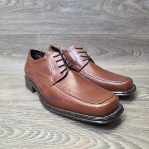 Structure Dress Shoes Mens 8.5D Brown Leather Square Toe Derby Preppy‎ Formal